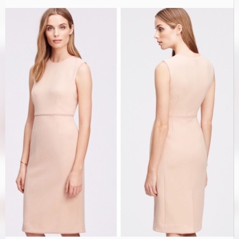Ann Taylor Blush Sleeveless Midi Sheath Dress